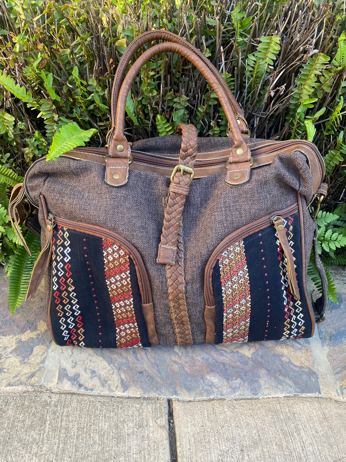 Fredd & Basha Embroidered Tote Bag with Shoulder Strap