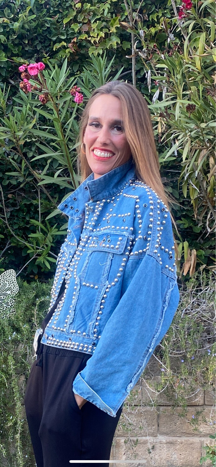 Studded Blue Denim Jean Jacket 