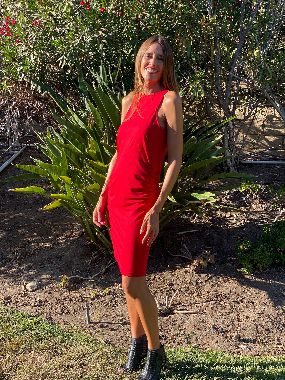 Jungle AV. Cinch Jersey Dress, Red