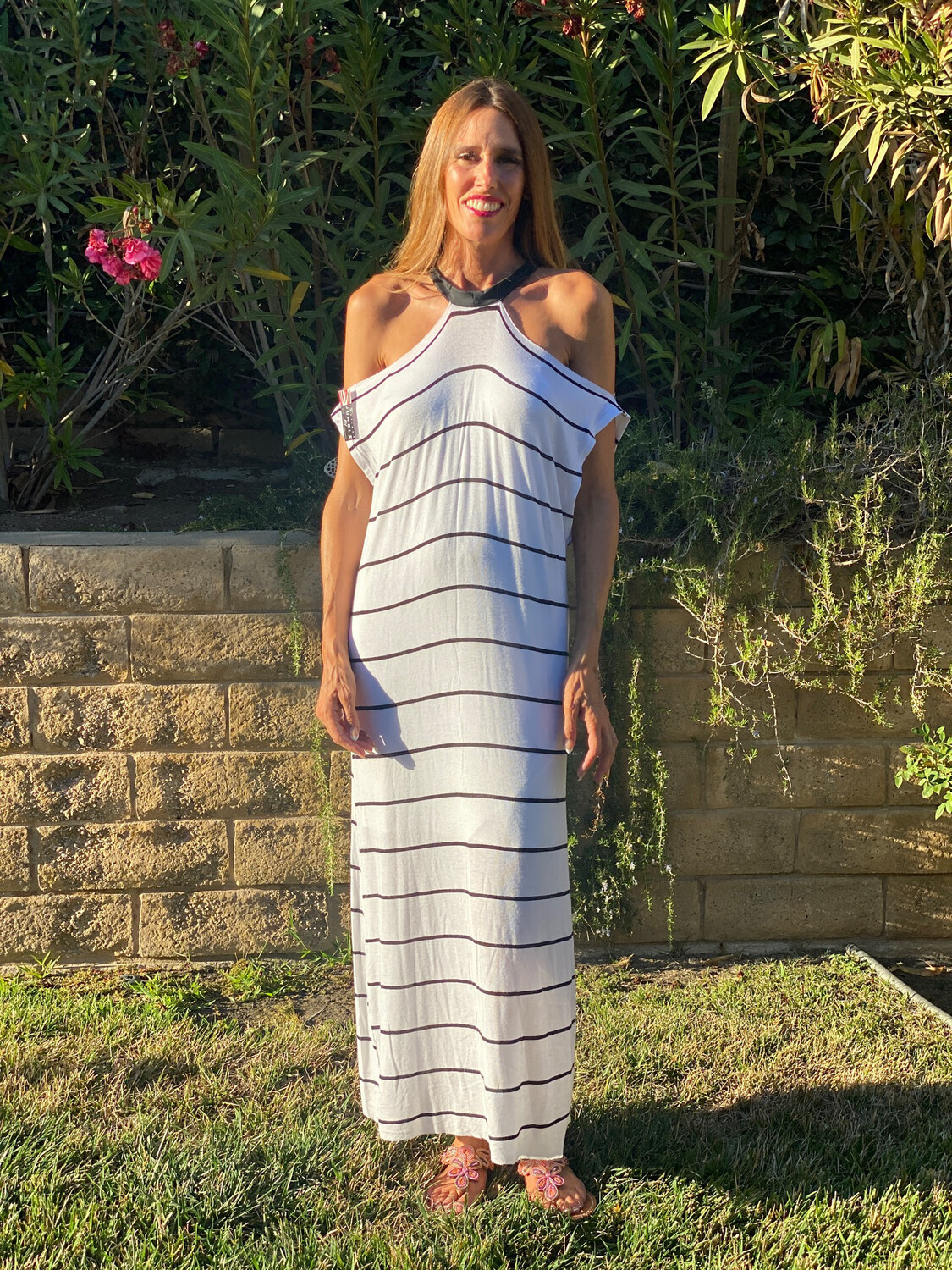 Jungle AV.  Striped Maxi Jersey Dress