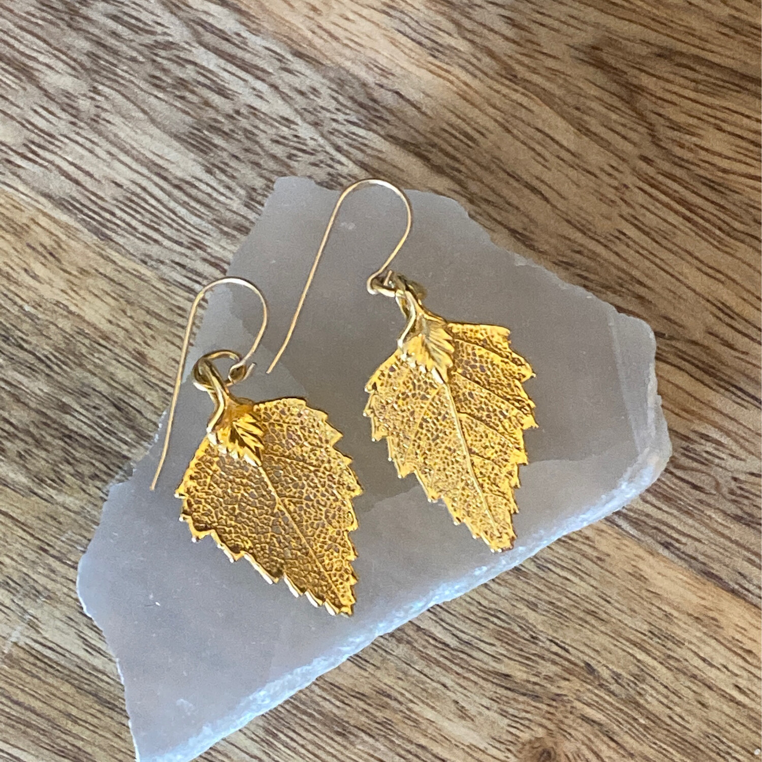Gold Dipped Genuine Leaf Earrings