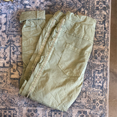 Venti6 Rhinstone Army Green Crinkle Jogger Pants