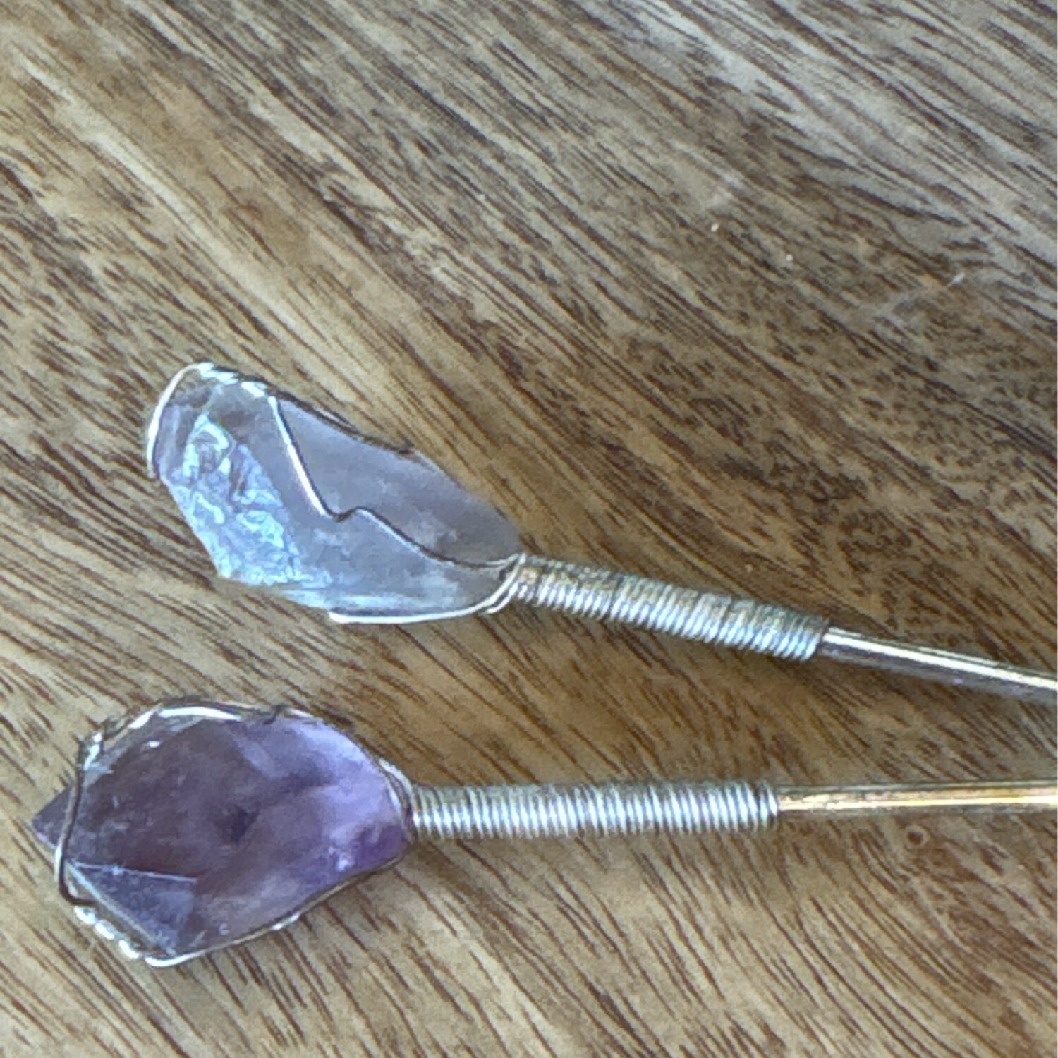 Gemstone Hair Stick, Amethyst, Silver