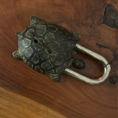 Vintage Turtle Tibetan Lock with Two Skeleton Keys