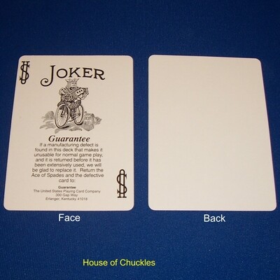 52 Guarantee Joker Cards - Bicycle Blank Back - NO BOX
