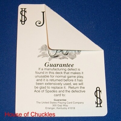 Single - Blank Back Guarantee Joker Card, Bicycle Playing Card