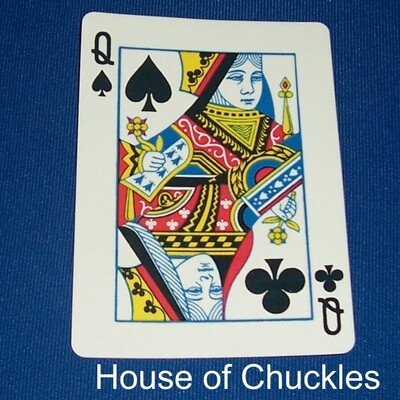 Queen of Spades / Clubs - Half &amp; Half Diagonal - 45° - Bicycle, Custom Printed Gaff Playing Card