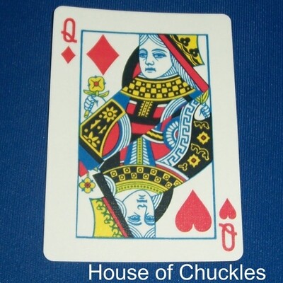 Queen of Diamonds / Hearts - Half &amp; Half Diagonal - 45° - Bicycle, Custom Printed Gaff Playing Card