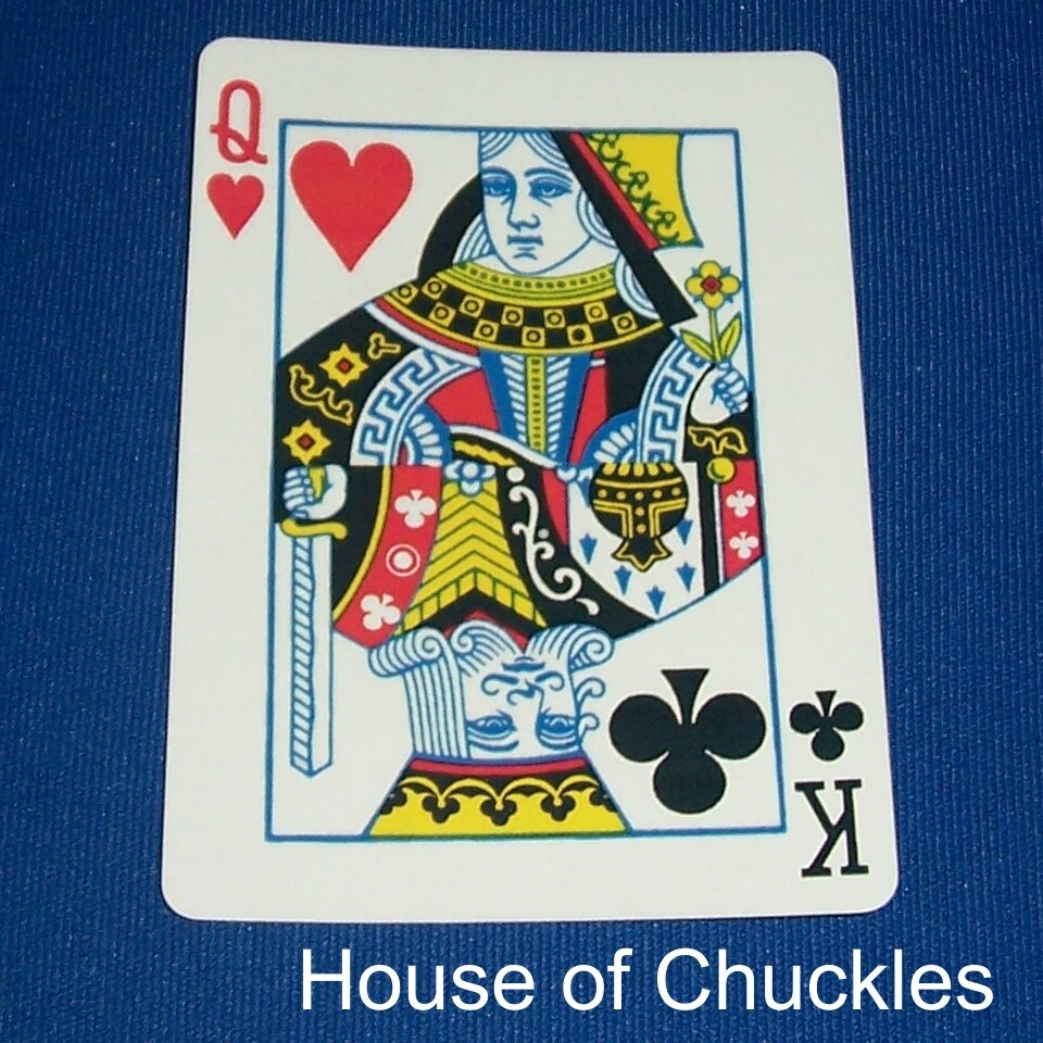 Queen of Hearts / King of Clubs - Half &amp; Half Horizontal - Bicycle, Custom Printed Gaff Playing Card
