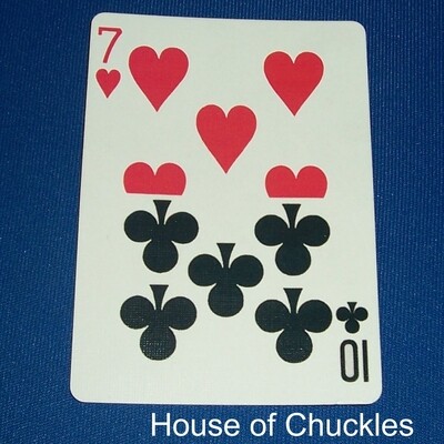 7 of Hearts / 10 of Clubs - Half &amp; Half Horizontal - Bicycle, Custom Printed Gaff Playing Card