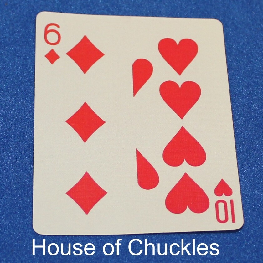 6 of Diamonds | 10 of Hearts - Half n Half Vertical - Bicycle, Custom Printed Gaff Playing Card