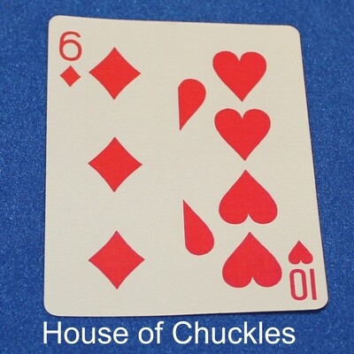 6 of Diamonds | 10 of Hearts - Half n Half Vertical - Bicycle, Custom Printed Gaff Playing Card