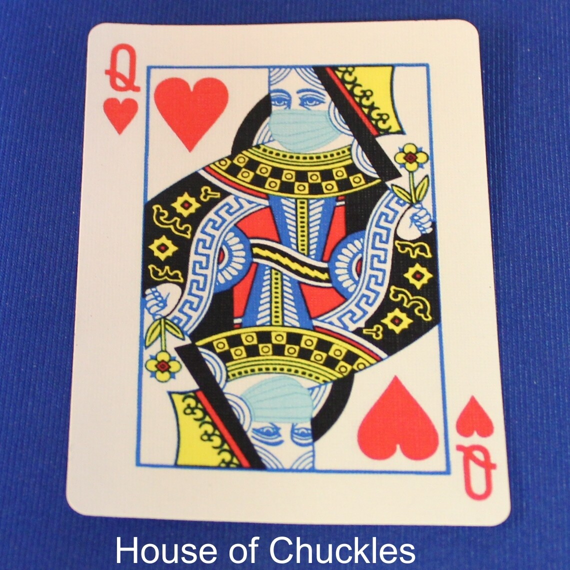 Covid Masked Queen of Hearts - Bicycle, Custom Printed Gaff Playing Card