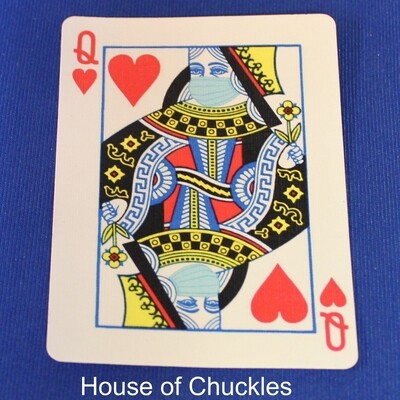 Covid Masked Queen of Hearts - Bicycle, Custom Printed Gaff Playing Card