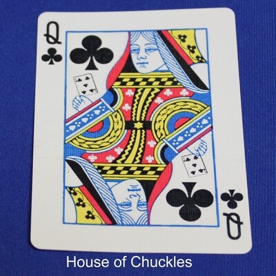 Queen of Clubs reveals 5 of Clubs - Bicycle, Custom Printed Gaff Playing Card