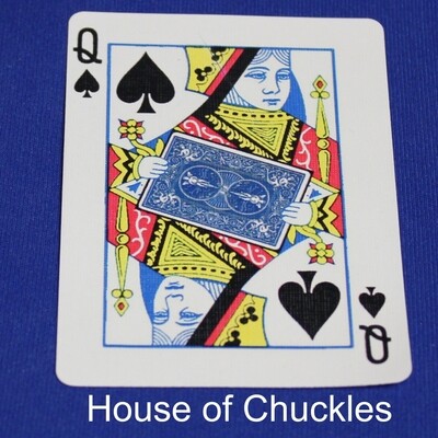 Queen of Spades Holding Blue Back Card - Bicycle, Custom Printed Gaff Playing Card