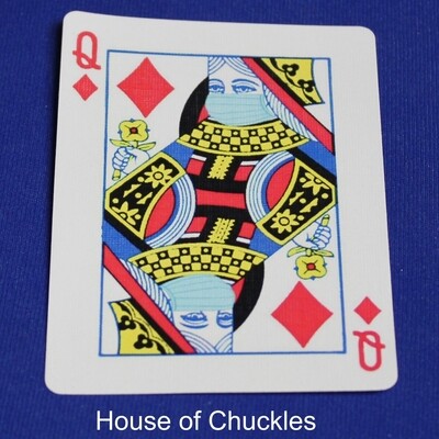 Covid Masked Queen of Diamonds - Bicycle, Custom Printed Gaff Playing Card