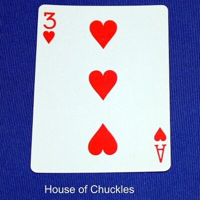 3 of Hearts / Ace of Hearts - Mis-Indexed - Custom Printed Bicycle Gaff Playing Card