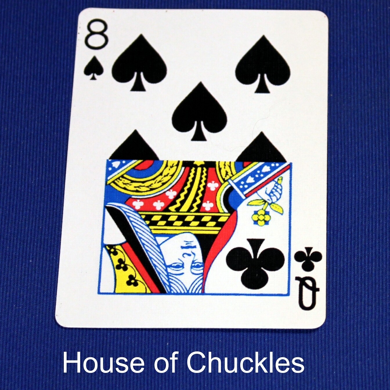 8 of Spades / Queen of Clubs - Half &amp; Half Horizontal - Custom Printed Bicycle Gaff Playing Card