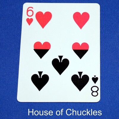 6 of Hearts / 8 of Spades - Half &amp; Half Horizontal - Custom Printed Bicycle Gaff Playing Card