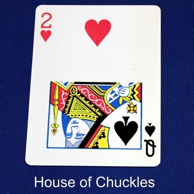 2 of Hearts / Queen of Spades - Half &amp; Half Horizontal - Custom Printed Bicycle Gaff Playing Card