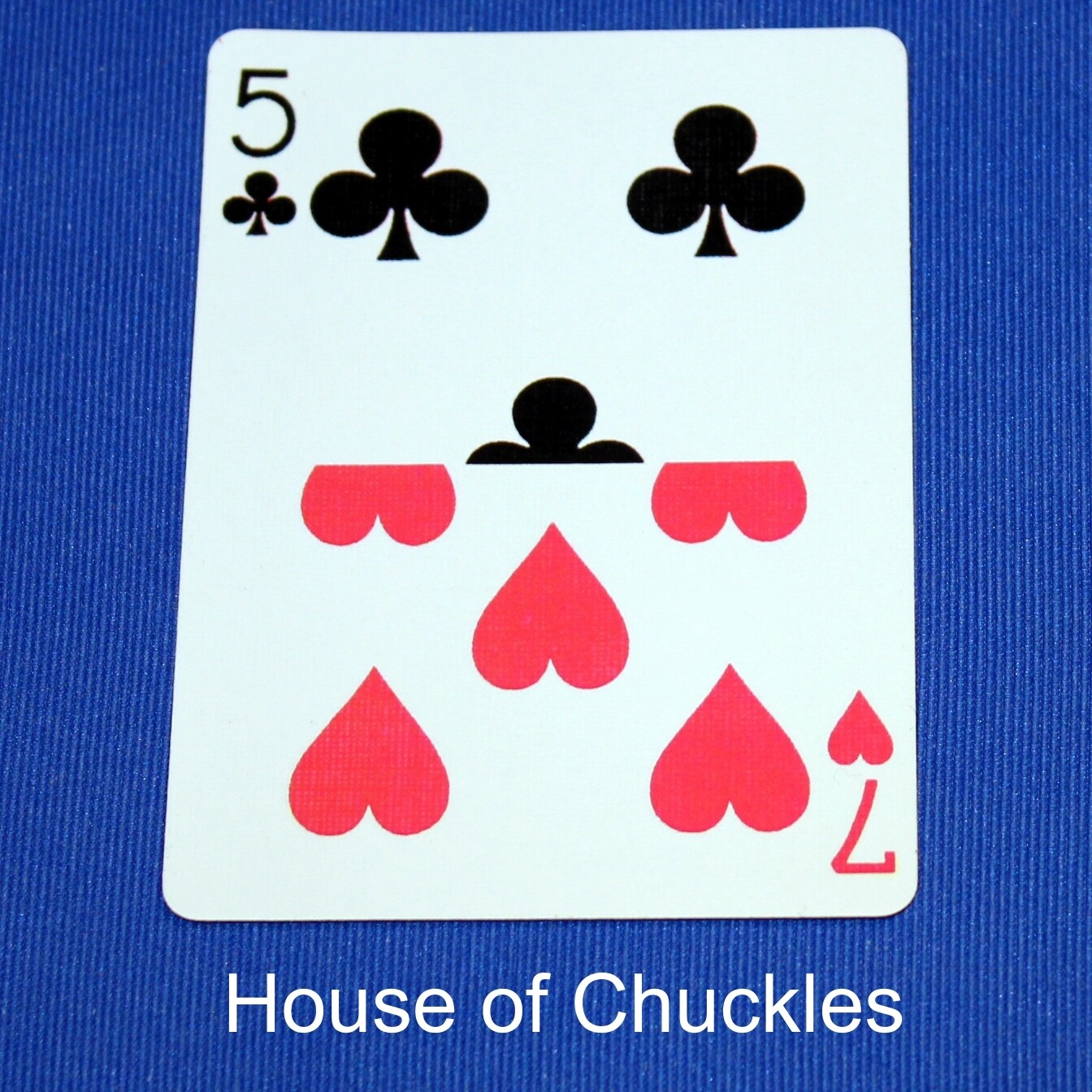 5 of Clubs / 7 of Hearts - Half &amp; Half Horizontal - Custom Printed Bicycle Gaff Playing Card