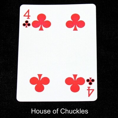 4 of Clubs - Red with Black - Custom Printed Bicycle Gaff Playing Card
