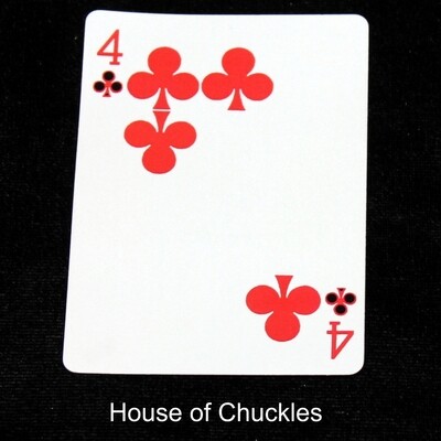 4 of Clubs - Red with Black - 2 Moved Pips - Custom Printed Bicycle Gaff Playing Card