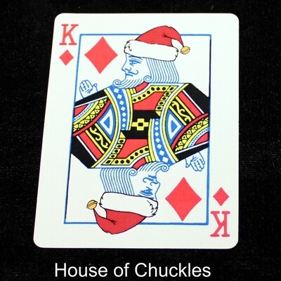 King of Diamonds, Santa Hat - Custom Printed Bicycle Gaff Playing Card