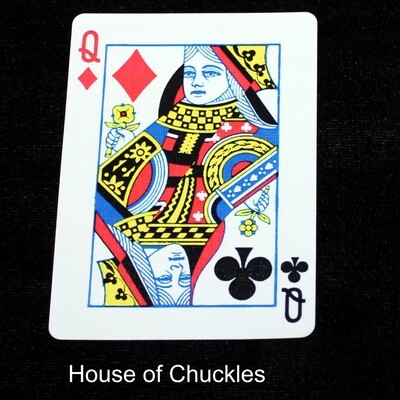 Queen of Diamonds / Clubs - Half &amp; Half Diagonal - Custom Printed Bicycle Gaff Playing Card