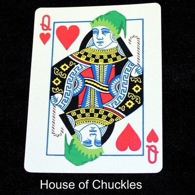 Queen of Hearts with Elf Hat - Custom Printed Bicycle Gaff Playing Card
