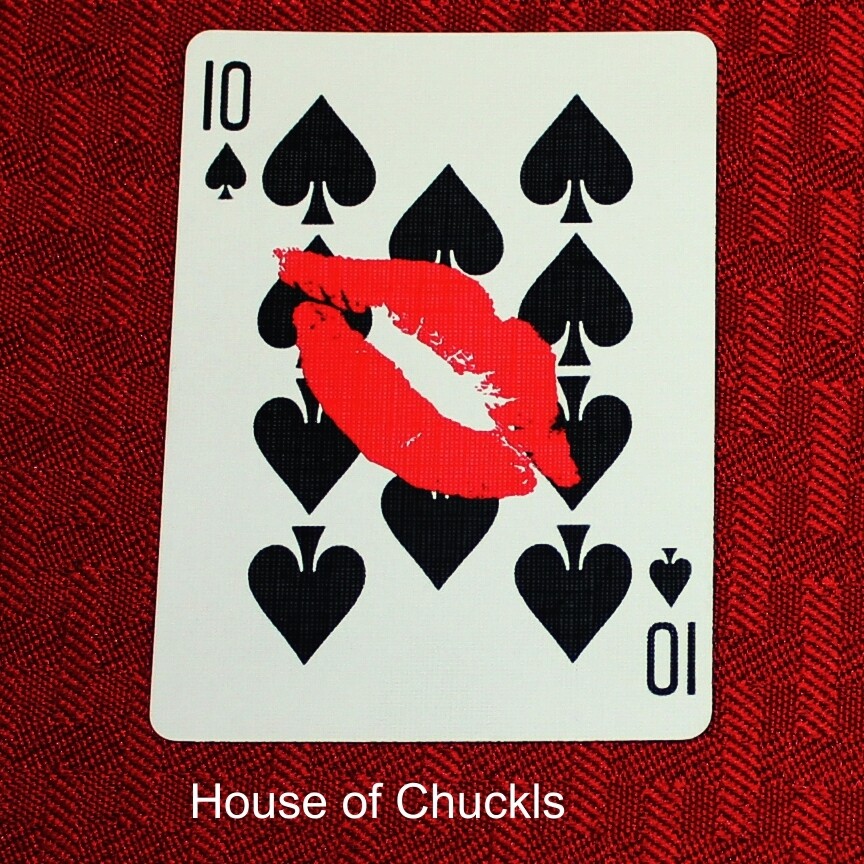 10 of Spades - Kiss Lips - Custom Made Printed Bicycle Gaff Playing Card