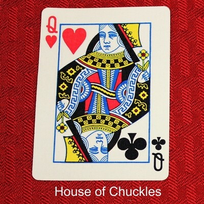 Queen of Hearts / Clubs - Mis-Indexed - Custom Printed Bicycle Gaff Playing Card
