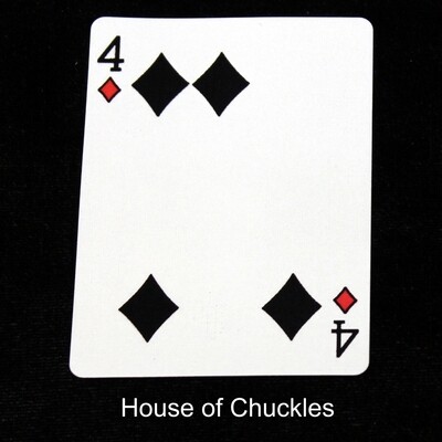 4 of Diamonds - Black with Red - Moved Pip - Custom Printed Bicycle Gaff Playing Card