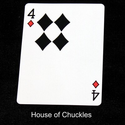 4 of Diamonds - Black with Red - 3 Moved Pips - Custom Printed Bicycle Gaff Playing Card