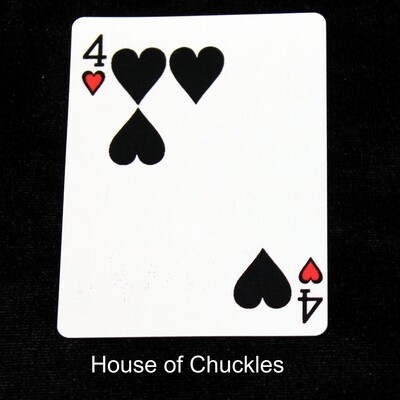 4 of Hearts - Black with Red - 2 Moved Pips - Custom Printed Bicycle Gaff Playing Card