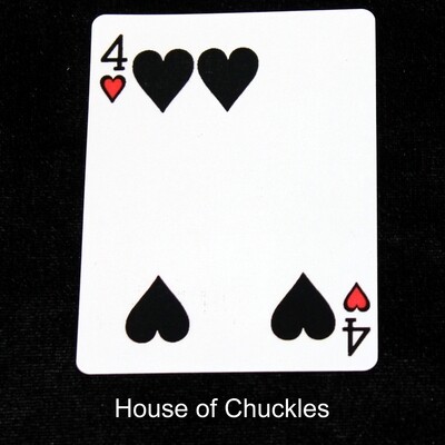 4 of Hearts - Black with Red - Moved Pip - Custom Printed Bicycle Gaff Playing Card