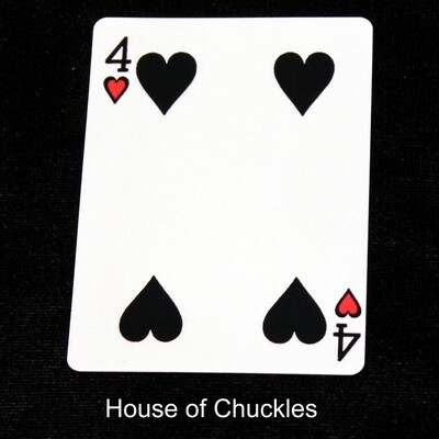 4 of Hearts - Black with Red - Custom Printed Bicycle Gaff Playing Card
