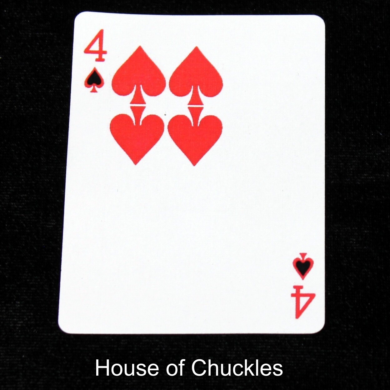 4 of Spades - Red with Black - 3 Moved Pips - Custom Printed Bicycle Gaff Playing Card