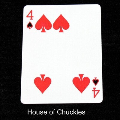 4 of Spades - Red with Black - Moved Pip - Custom Printed Bicycle Gaff Playing Card