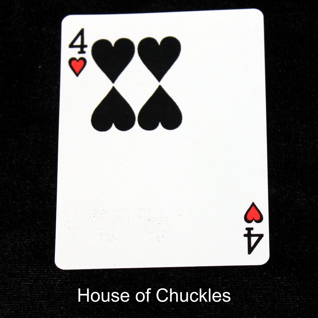 4 of Hearts - Black with Red - 3 Moved Pips - Custom Printed Bicycle Gaff Playing Card