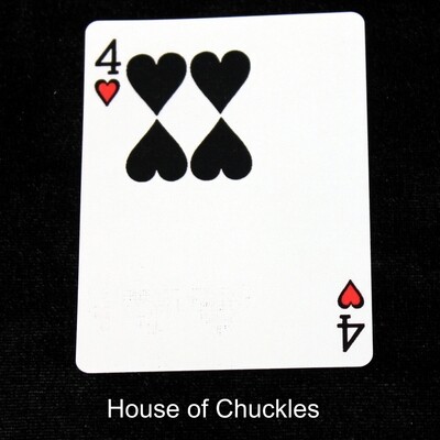 4 of Hearts - Black with Red - 3 Moved Pips - Custom Printed Bicycle Gaff Playing Card