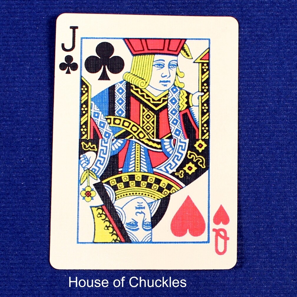 Jack of Clubs / Queen of Hearts - Half &amp; Half Horizontal - Custom Printed Bicycle Gaff Playing Card