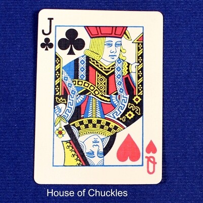 Jack of Clubs / Queen of Hearts - Half &amp; Half Horizontal - Custom Printed Bicycle Gaff Playing Card