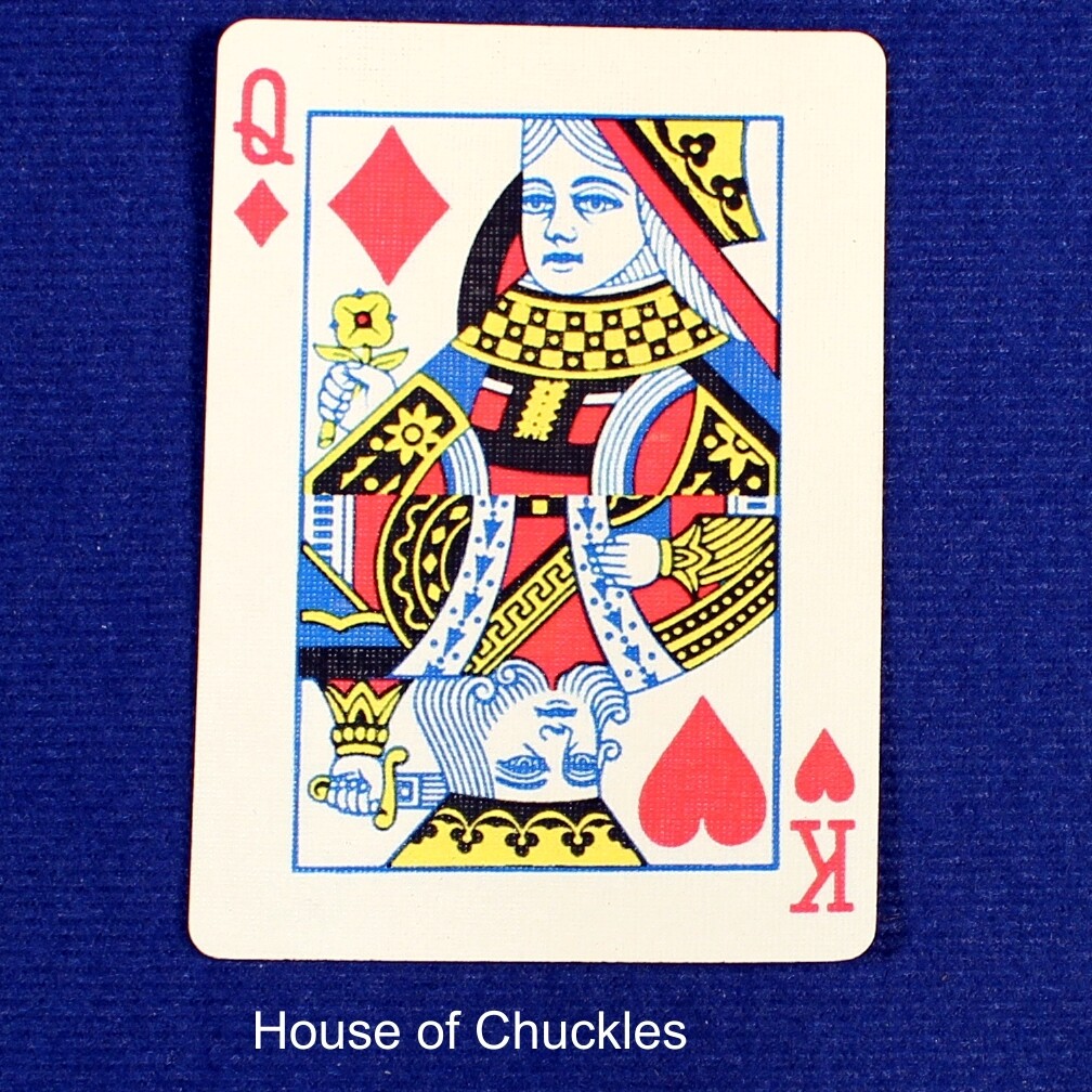 Queen of Diamonds / King of Hearts - Half &amp; Half Horizontal - Custom Printed Bicycle Gaff Playing Card