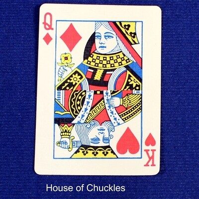 Queen of Diamonds / King of Hearts - Half &amp; Half Horizontal - Custom Printed Bicycle Gaff Playing Card