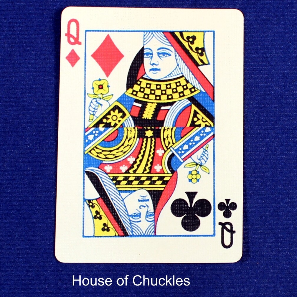 Queen of Diamonds / Clubs - Half &amp; Half Horizontal - Custom Printed Bicycle Gaff Playing Card