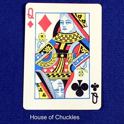 Queen of Diamonds / Clubs - Half &amp; Half Horizontal - Custom Printed Bicycle Gaff Playing Card