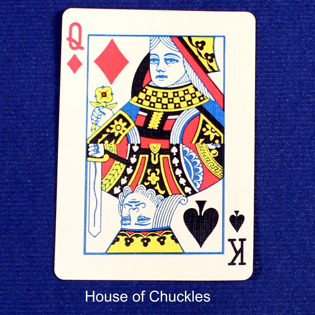 Queen of Diamonds / King of Spades - Half &amp; Half Horizontal - Custom Printed Bicycle Gaff Playing Card