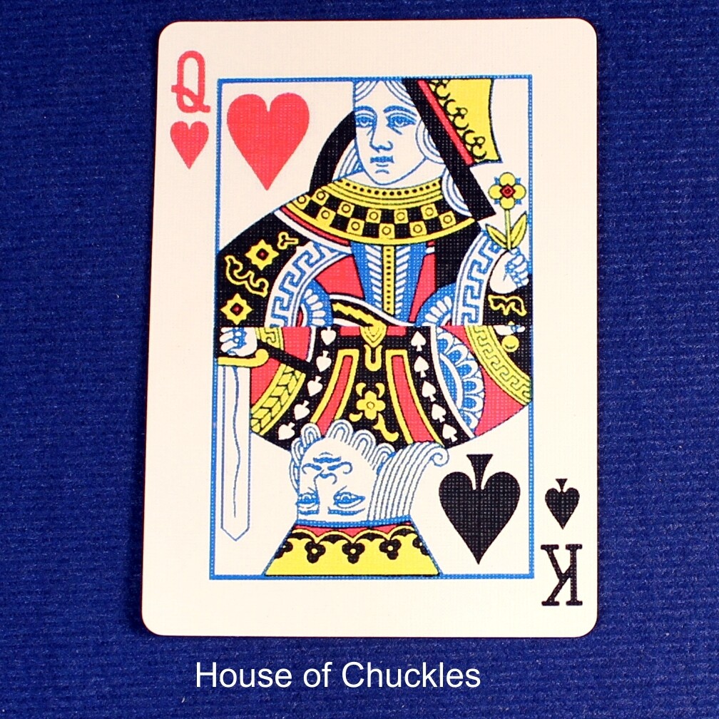 Queen of Hearts / King of Spades - Half &amp; Half Horizontal - Custom Printed Bicycle Gaff Playing Card